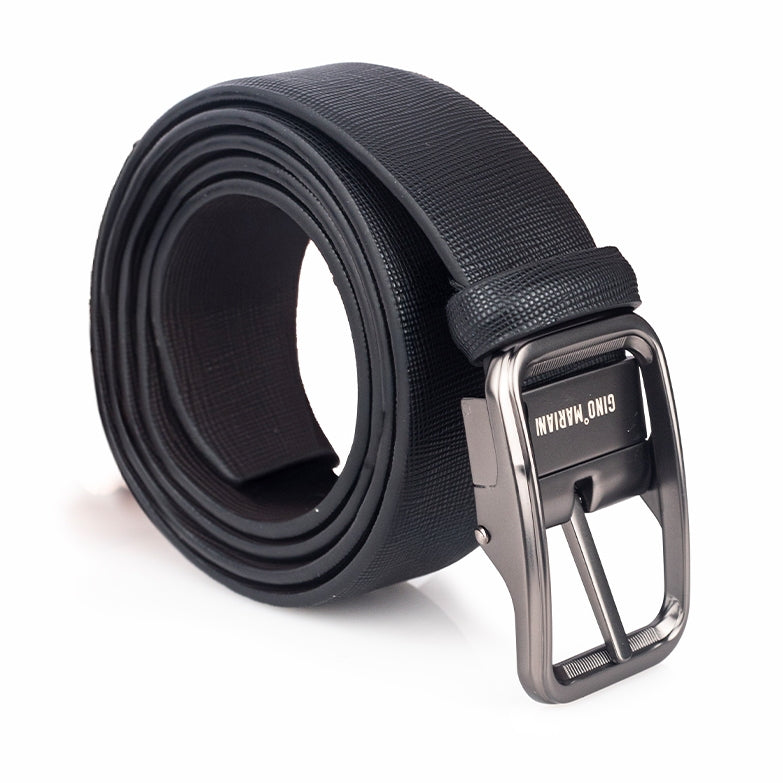 Gino Mariani Favio 1 Buckle Belt Kulit Pria Black