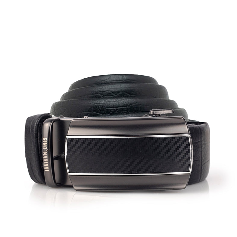 Gino Mariani Giulio Buckle Belt Kulit Pria Black