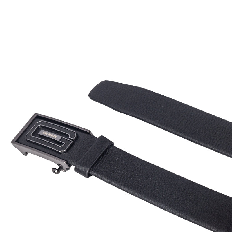 Gino Mariani Galav Buckle Belt Kulit Pria Black