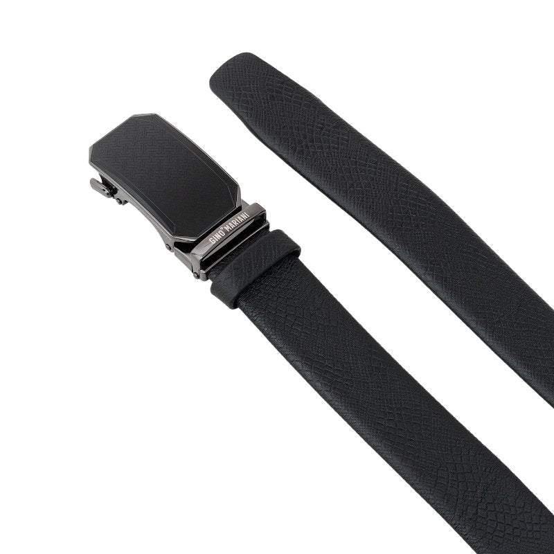 Gino Mariani Heberty Buckle Belt Kulit Pria Black