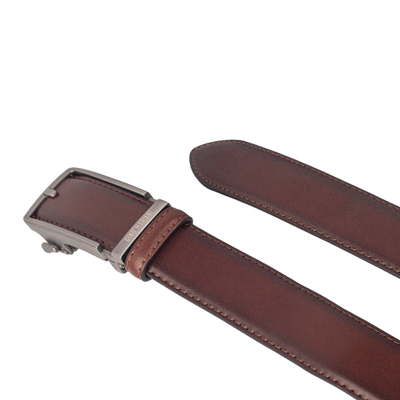 Gino Mariani Gilbi Buckle Belt Kulit Pria Brown
