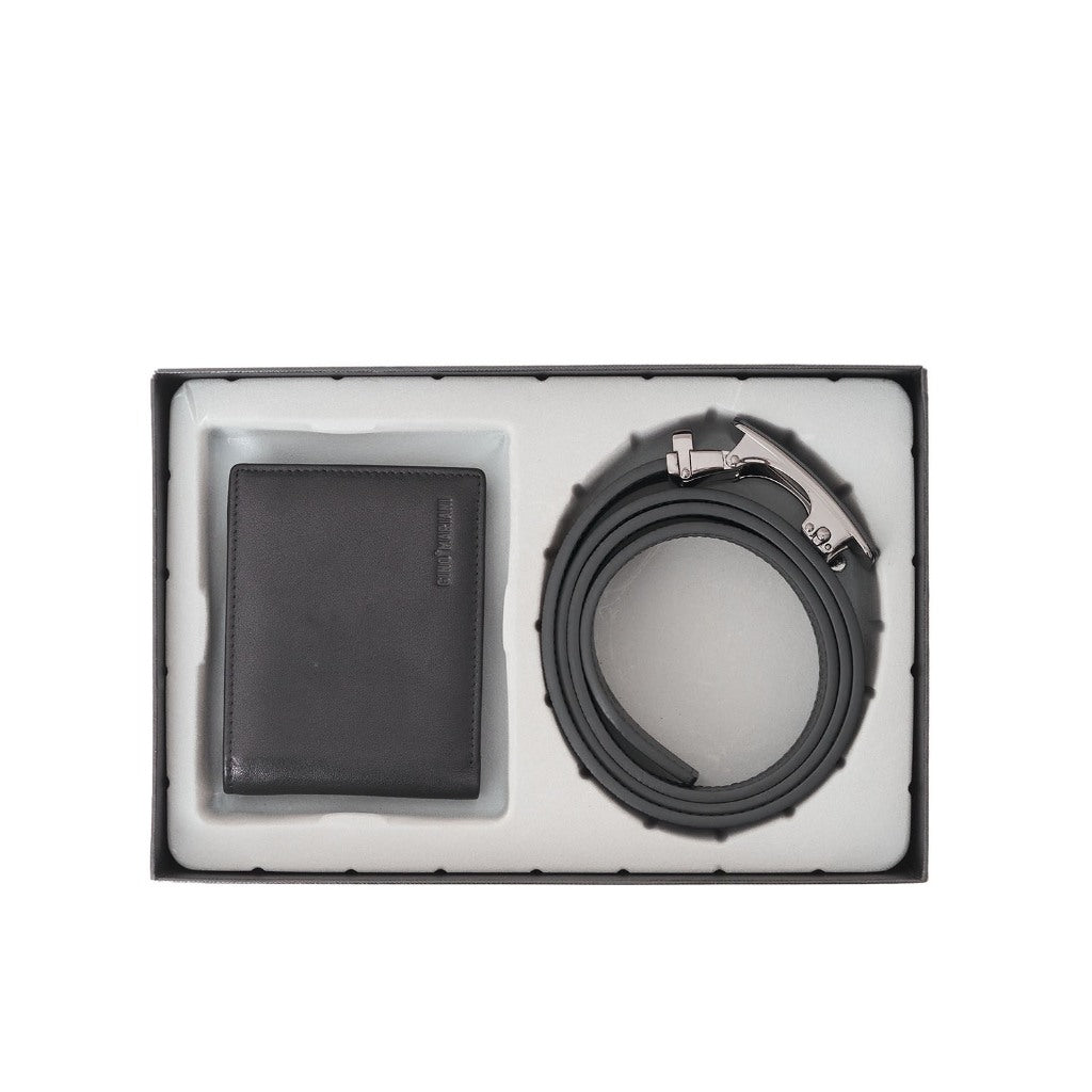 Gino Mariani Craven - Boxed 2 In 1 Wallet & Belt Gift Set Black