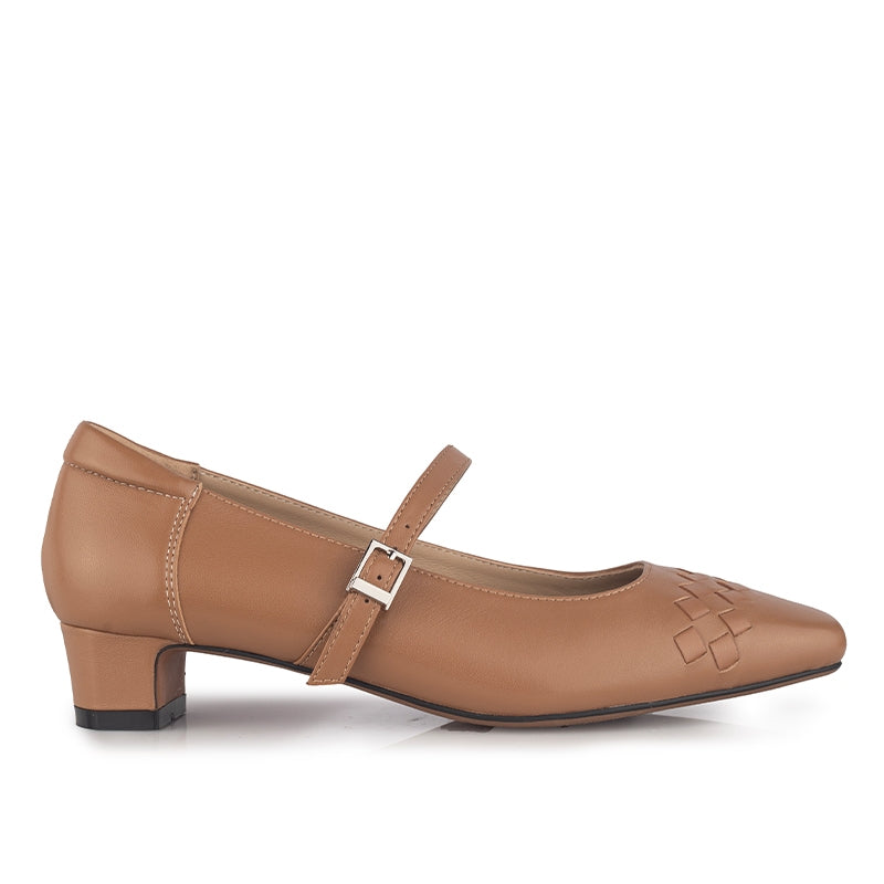 Sepatu Pumps Mary Jane Wanita Hanessa Camel