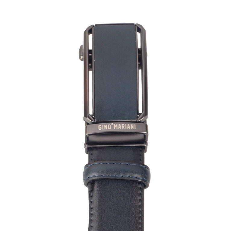 Gino Mariani Gobin Buckle Belt Kulit Pria Navy