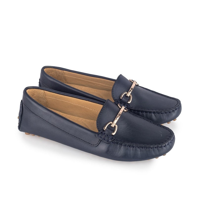 Sepatu Casual Wanita Loafer Moccasin Gino Mariani Elora 1 Navy