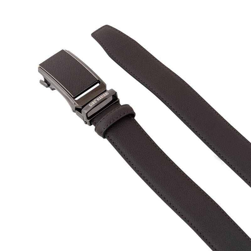 Gino Mariani Hiroki Buckle Belt Kulit Pria Coffee