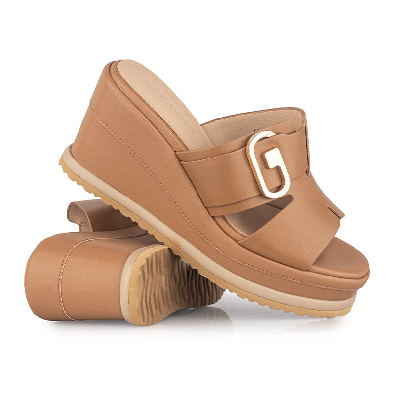 Sandal Wedges Wanita Gino Mariani Greta Camel