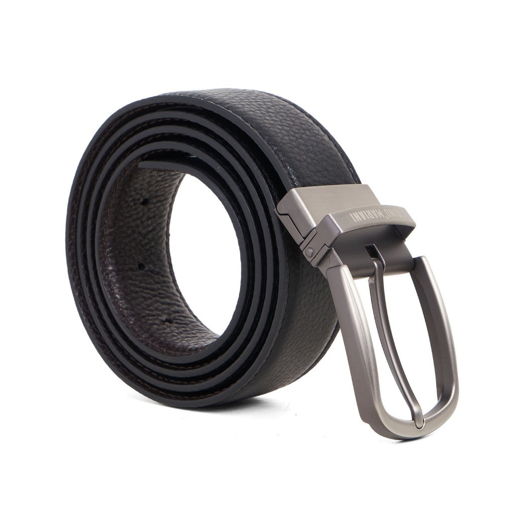 Gino Mariani Daito Buckle Belt Kulit Pria Black/Coffee
