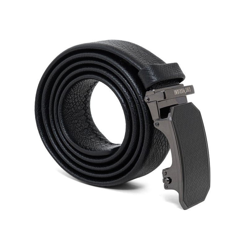 Gino Mariani Heberty Buckle Belt Kulit Pria Black