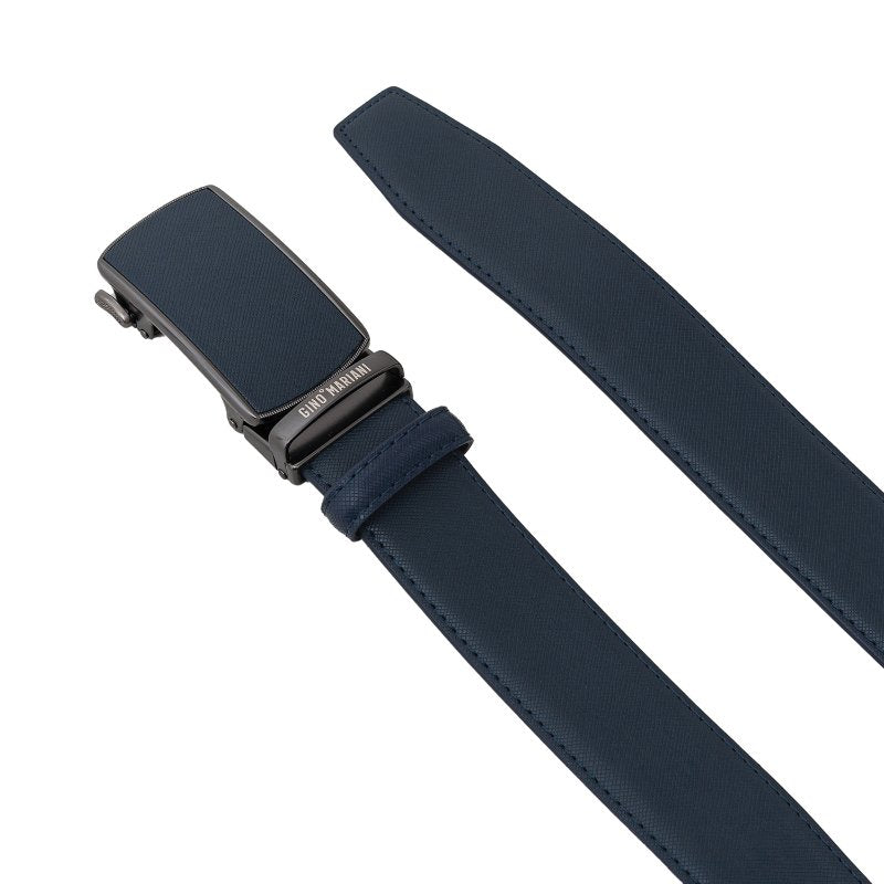 Gino Mariani Itor Buckle Belt Kulit Pria Navy