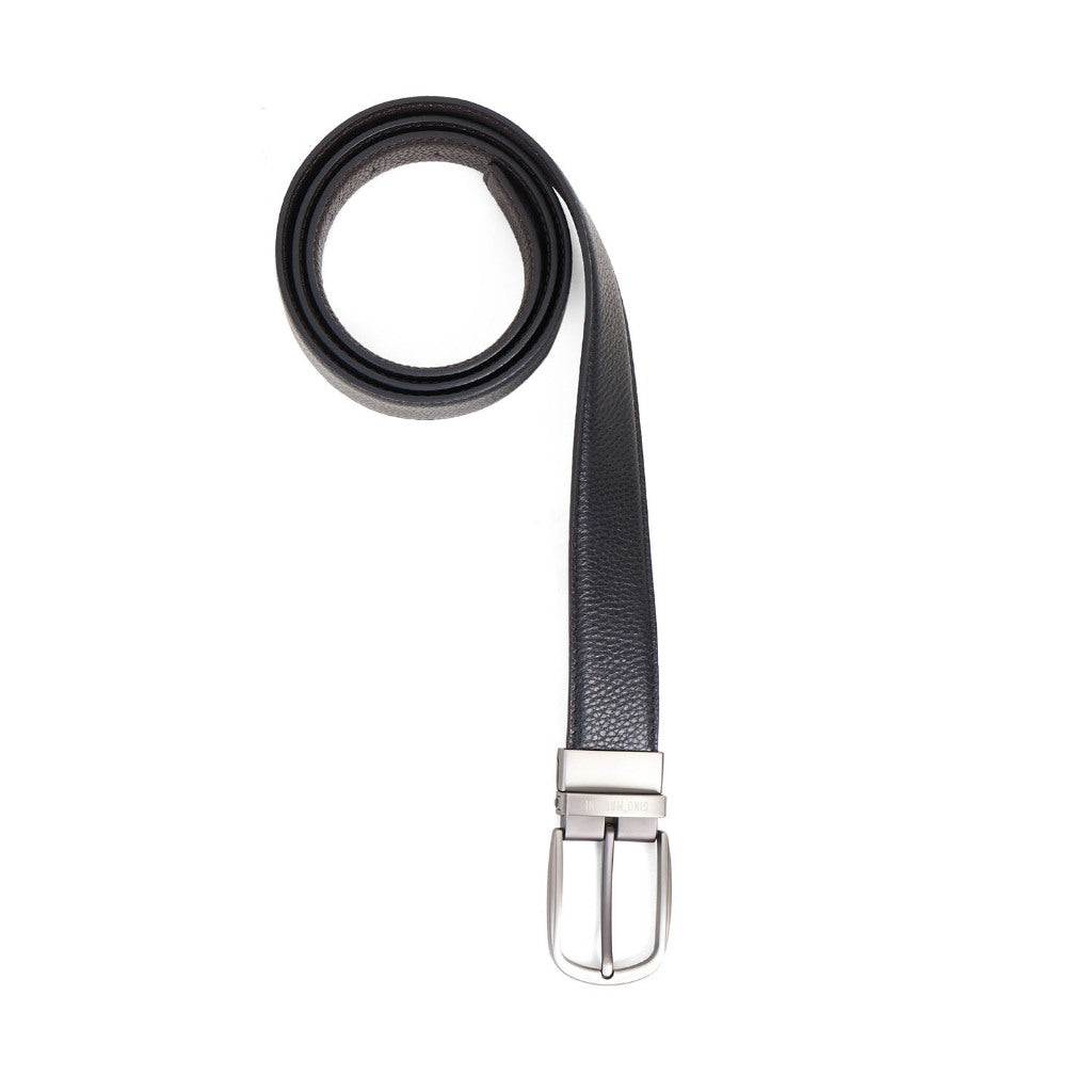 Gino Mariani Daito Buckle Belt Kulit Pria Black/Coffee