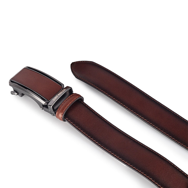 Gino Mariani Gerry Buckle Belt Kulit Pria Brown