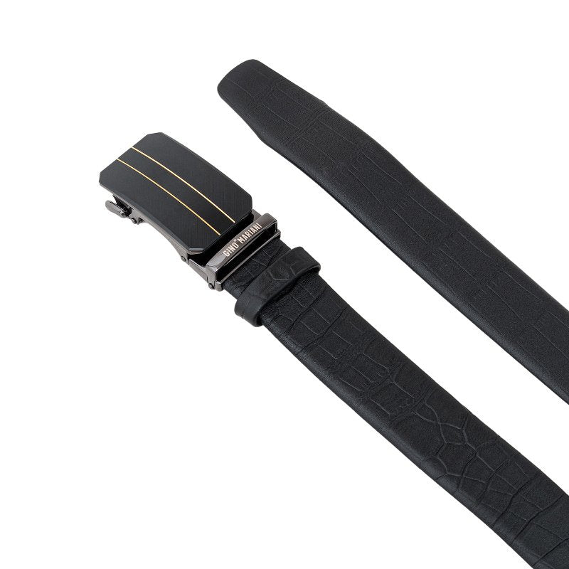 Gino Mariani Helder Buckle Belt Kulit Pria Black