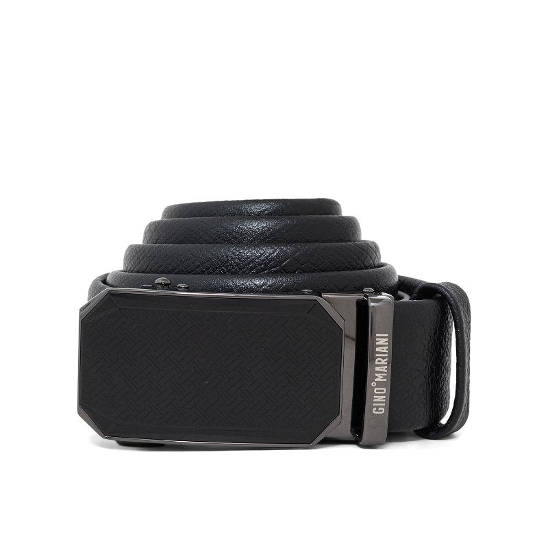 Gino Mariani Heberty Buckle Belt Kulit Pria Black