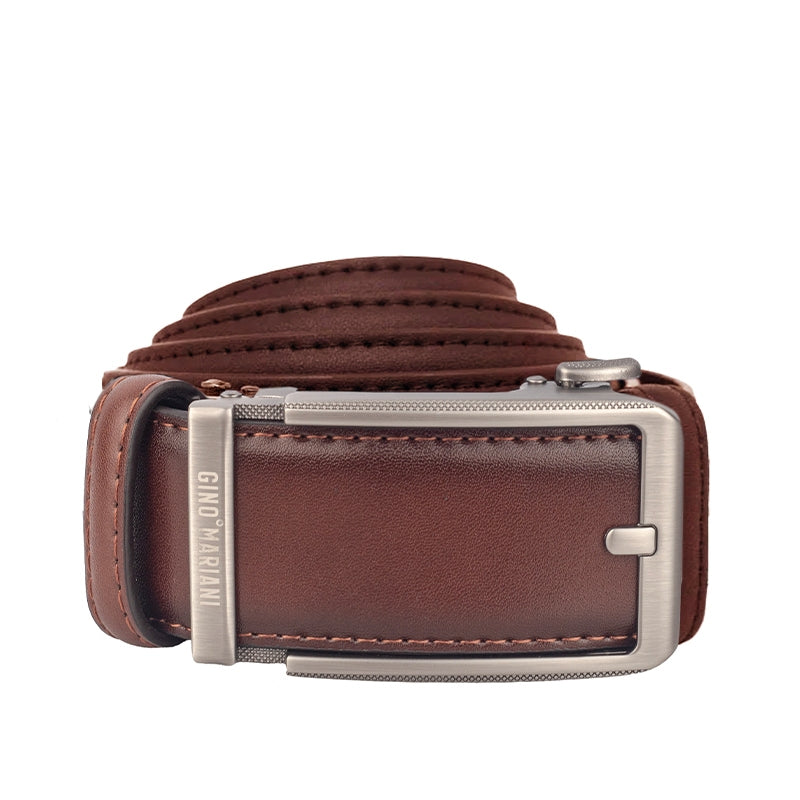 Gino Mariani Gilbi Buckle Belt Kulit Pria Brown