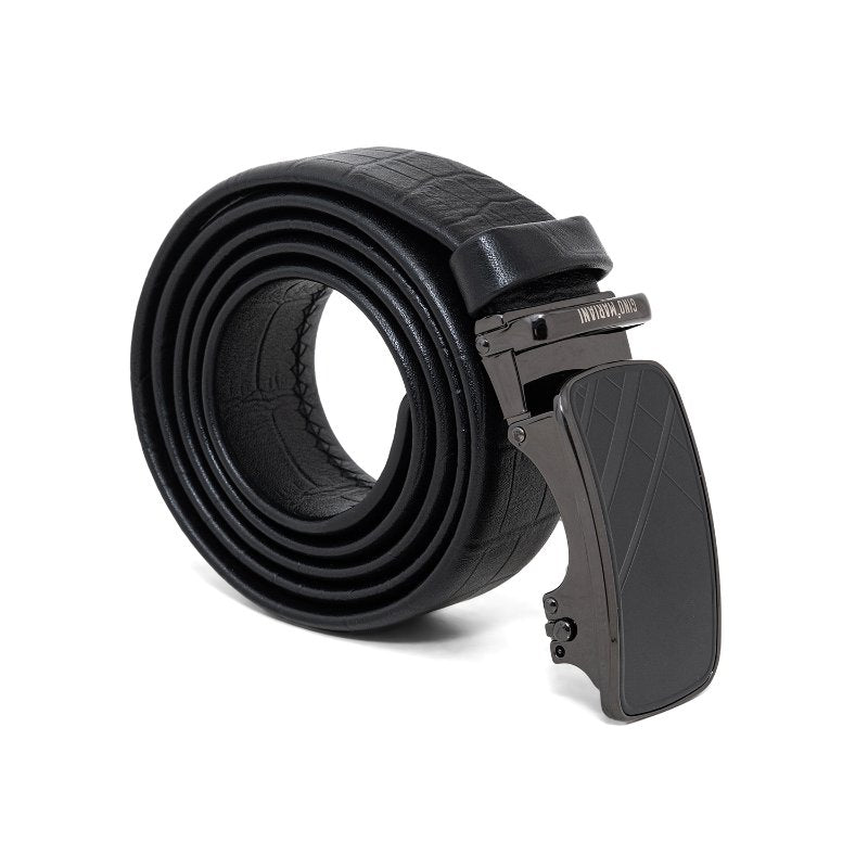 Gino Mariani Hristo Buckle Belt Kulit Pria Black