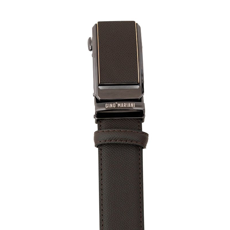 Gino Mariani Hiroki Buckle Belt Kulit Pria Coffee