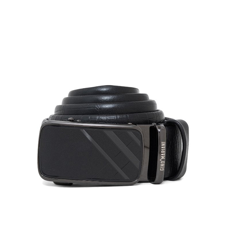 Gino Mariani Hristo Buckle Belt Kulit Pria Black
