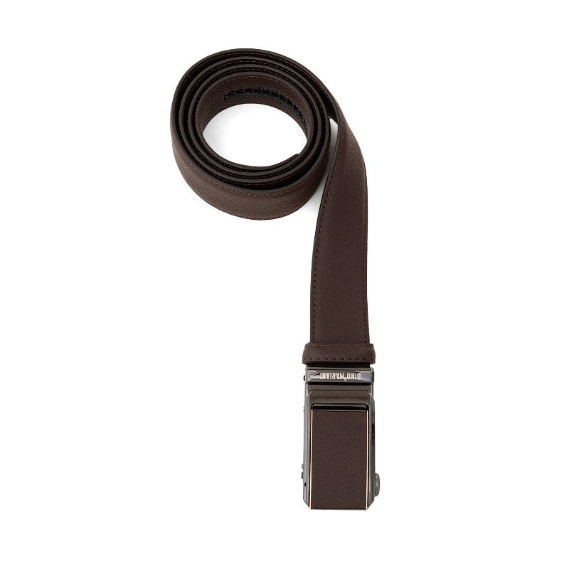 Gino Mariani Hiroki Buckle Belt Kulit Pria Coffee