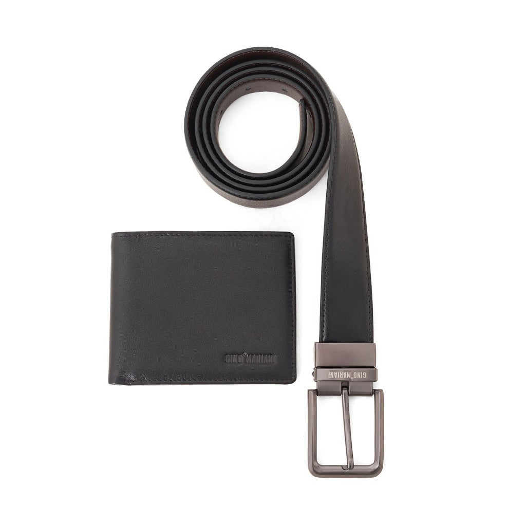 Gino Mariani Cosimo - Boxed 2 In 1 Wallet & Belt Gift Set Black/Coffee