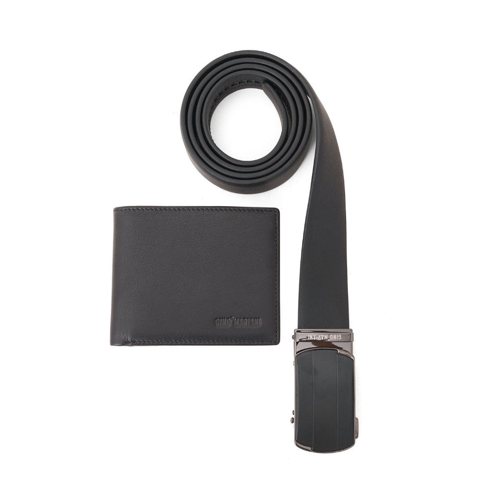 Gino Mariani Cristo - Boxed 2 In 1 Wallet & Belt Gift Set Black