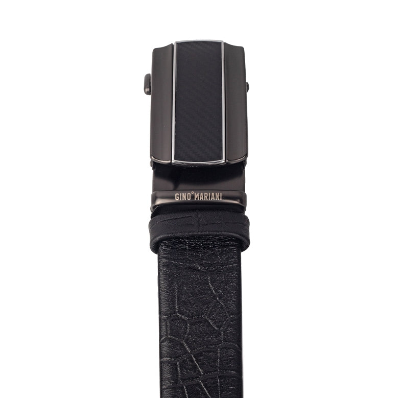 Gino Mariani Giulio Buckle Belt Kulit Pria Black