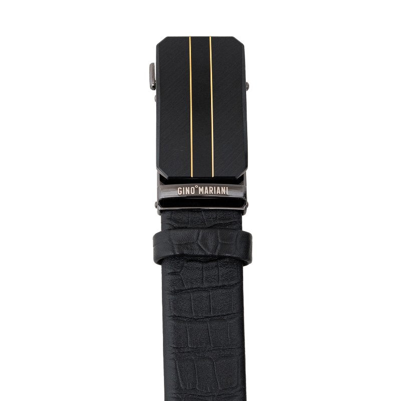 Gino Mariani Helder Buckle Belt Kulit Pria Black