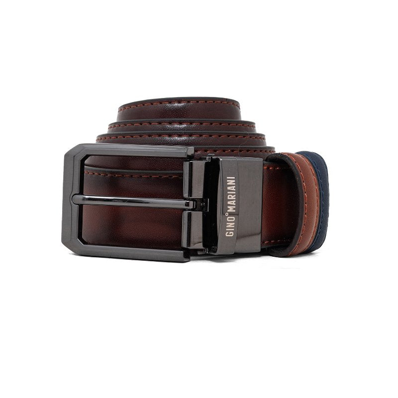 Gino Mariani Haydon Buckle Belt Kulit Pria Coffee