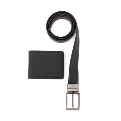 Gino Mariani Corvin - Boxed 2 In 1 Wallet & Belt Gift Set Black/Coffee