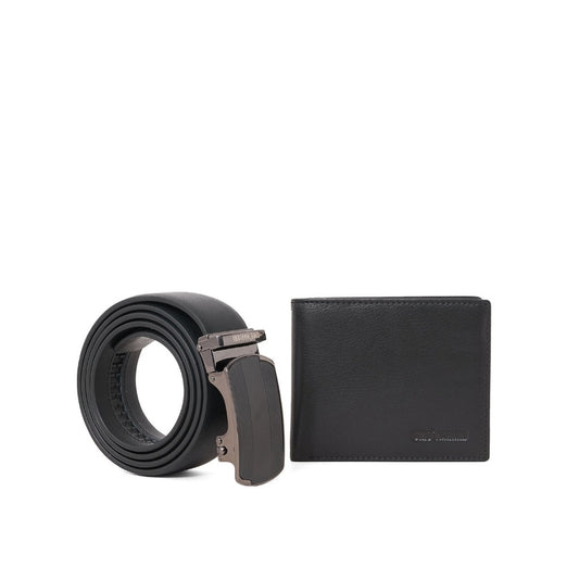 Gino Mariani Cristo - Boxed 2 In 1 Wallet & Belt Gift Set Black