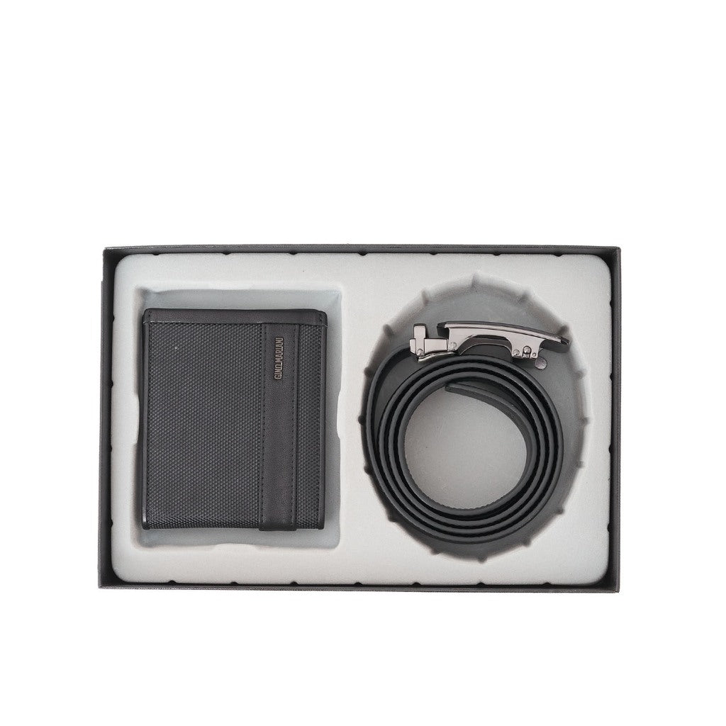 Gino Mariani Clovis - Boxed 2 In 1 Wallet & Belt Gift Set Black