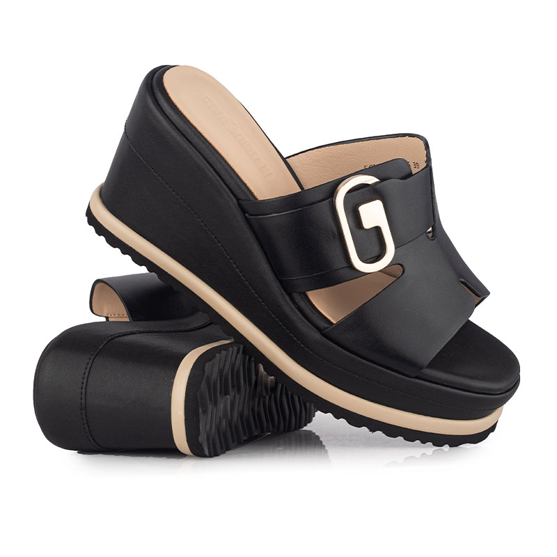 Sandal Wedges Wanita Gino Mariani Greta Black