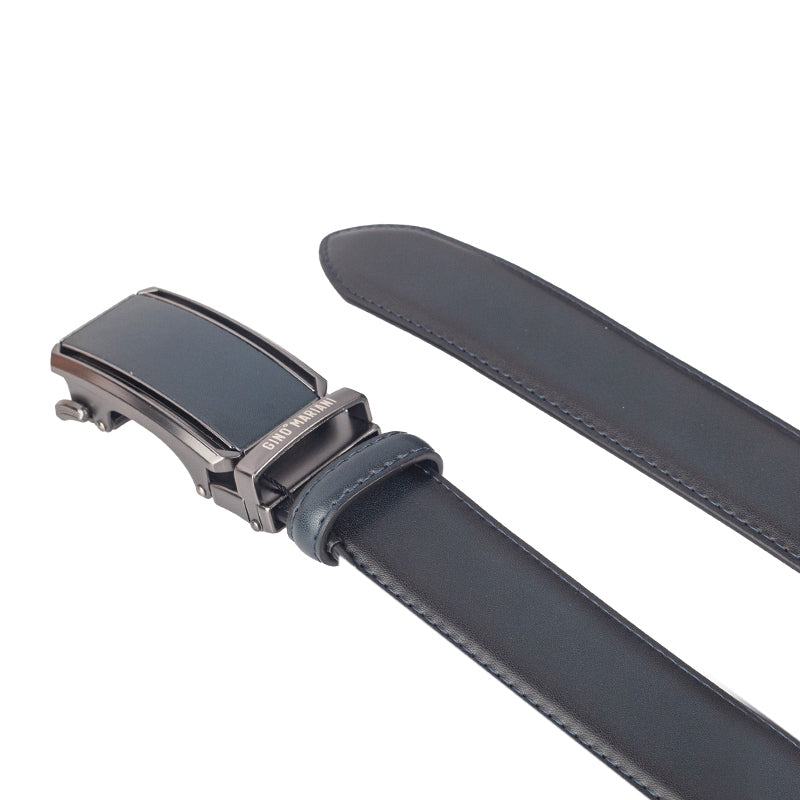 Gino Mariani Gobin Buckle Belt Kulit Pria Navy