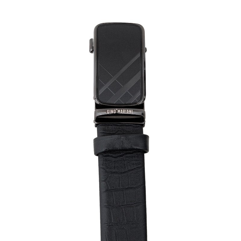 Gino Mariani Hristo Buckle Belt Kulit Pria Black