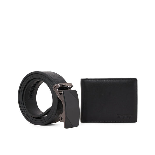 Gino Mariani Craven - Boxed 2 In 1 Wallet & Belt Gift Set Black