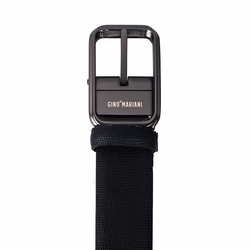 Gino Mariani Favio 1 Buckle Belt Kulit Pria Black