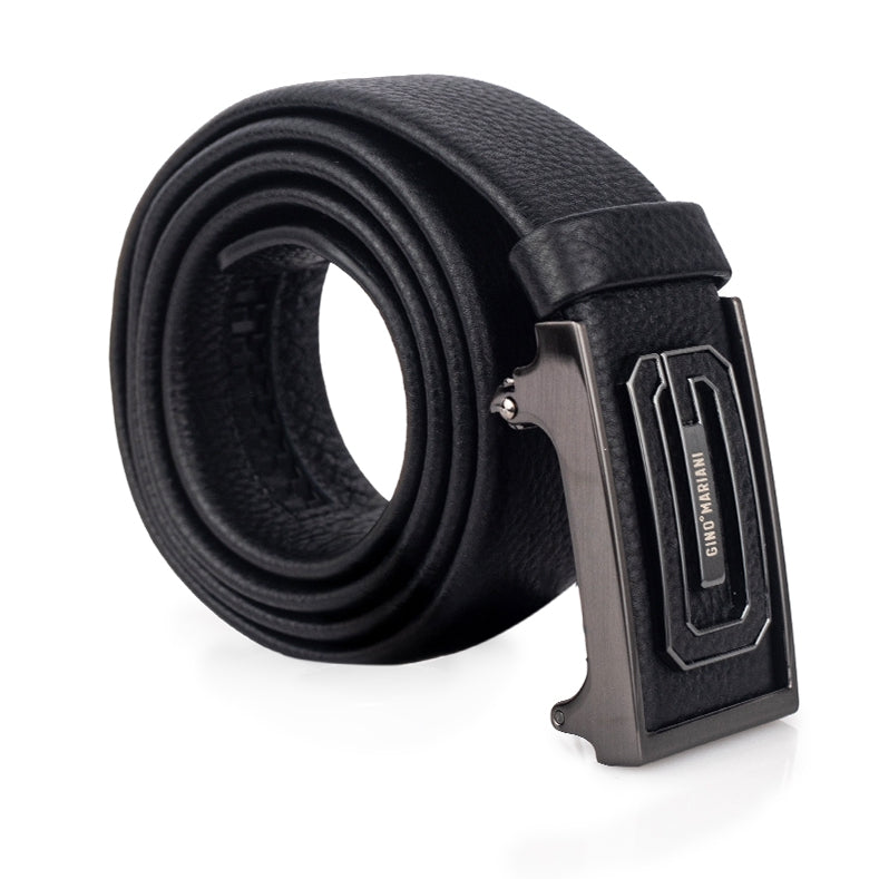 Gino Mariani Galav Buckle Belt Kulit Pria Black