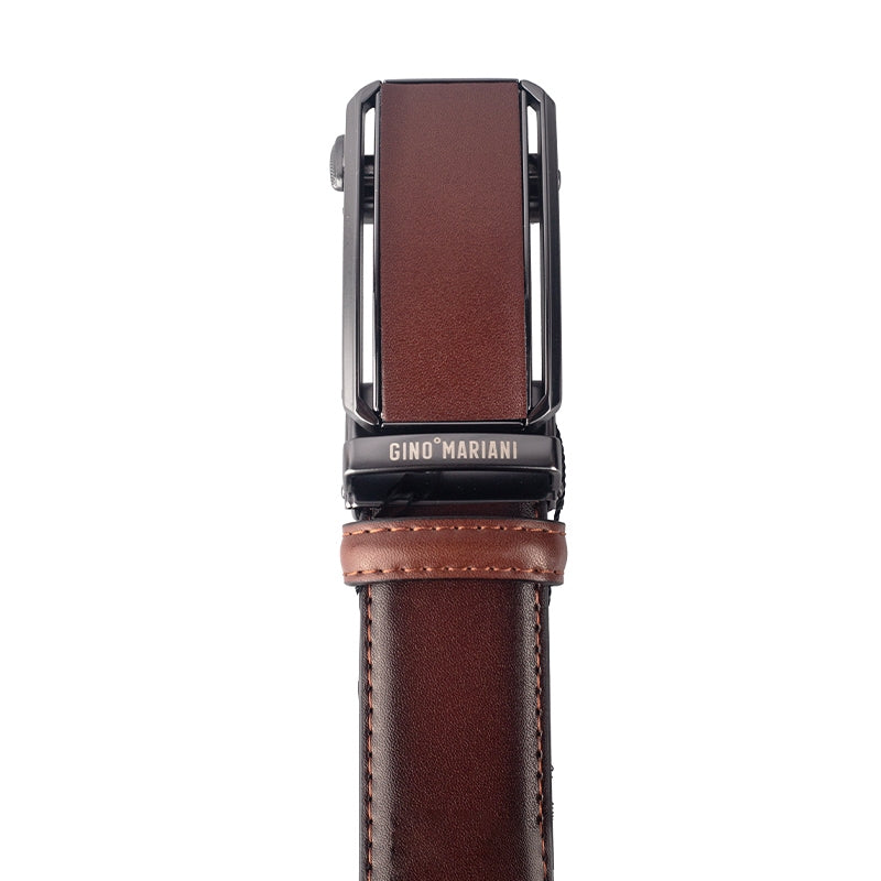 Gino Mariani Gerry Buckle Belt Kulit Pria Brown
