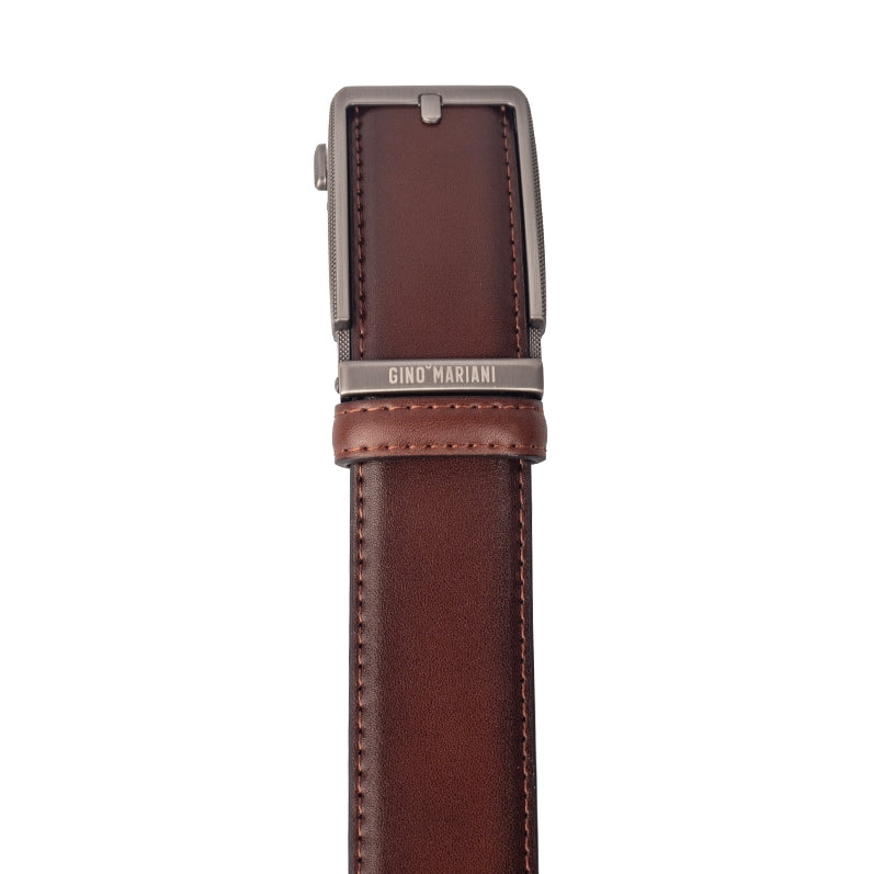 Gino Mariani Gilbi Buckle Belt Kulit Pria Brown