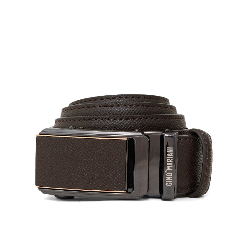 Gino Mariani Hiroki Buckle Belt Kulit Pria Coffee