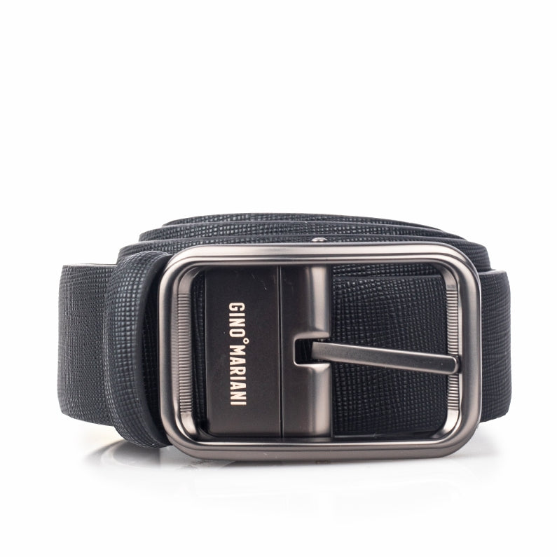 Gino Mariani Favio 1 Buckle Belt Kulit Pria Black
