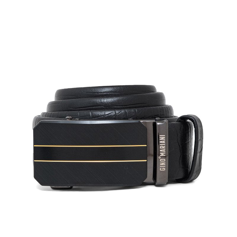 Gino Mariani Helder Buckle Belt Kulit Pria Black