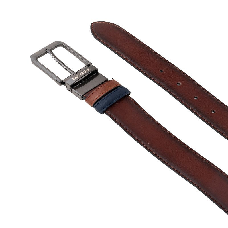 Gino Mariani Haydon Buckle Belt Kulit Pria Coffee