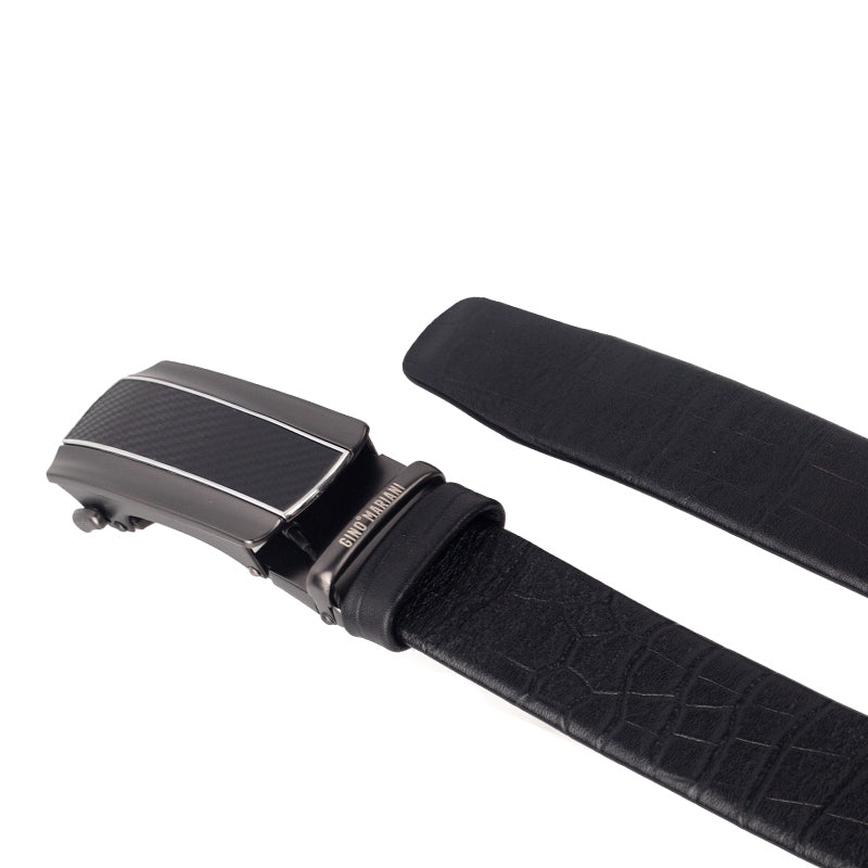 Gino Mariani Giulio Buckle Belt Kulit Pria Black