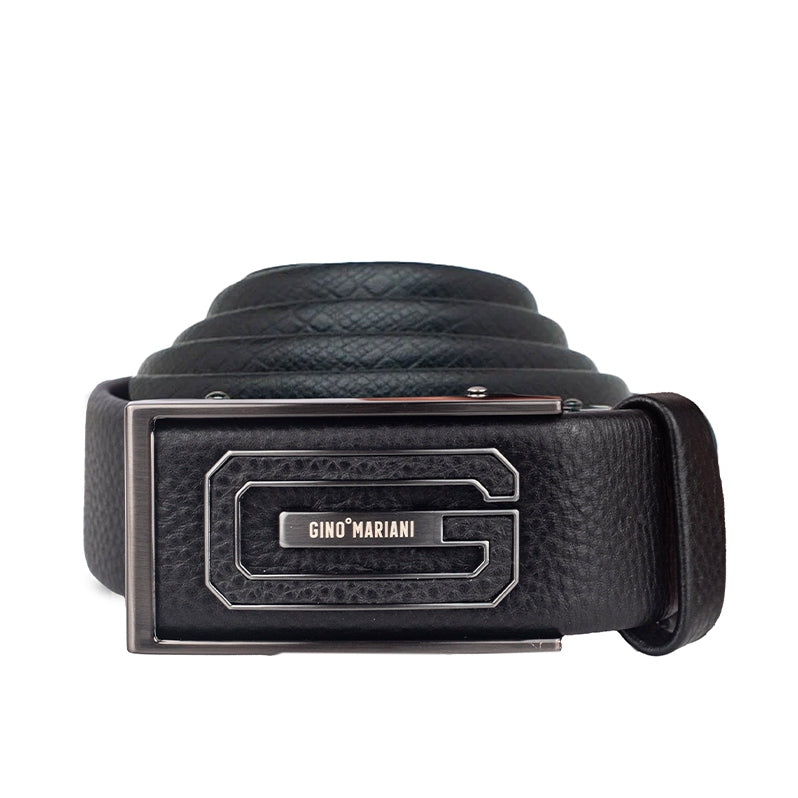 Gino Mariani Galav Buckle Belt Kulit Pria Black