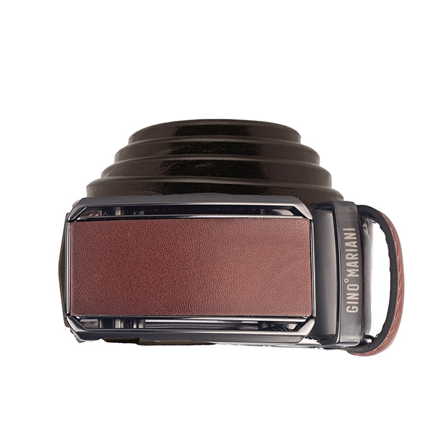 Gino Mariani Gerry Buckle Belt Kulit Pria Brown