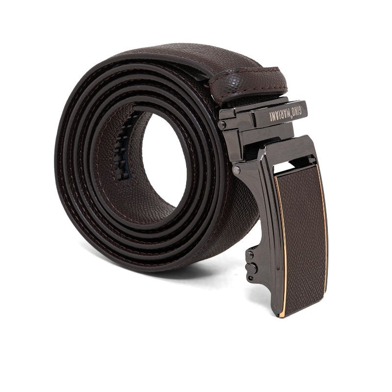 Gino Mariani Hiroki Buckle Belt Kulit Pria Coffee