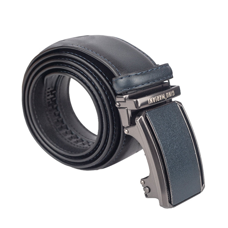 Gino Mariani Gobin Buckle Belt Kulit Pria Navy