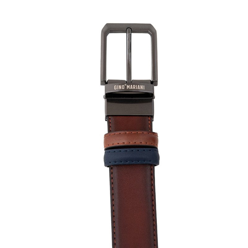 Gino Mariani Haydon Buckle Belt Kulit Pria Coffee