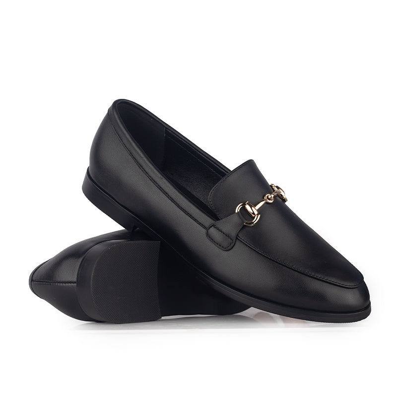 Sepatu Flat Casual Formal Loafer Moccasin Wanita Gino Mariani Fana Black